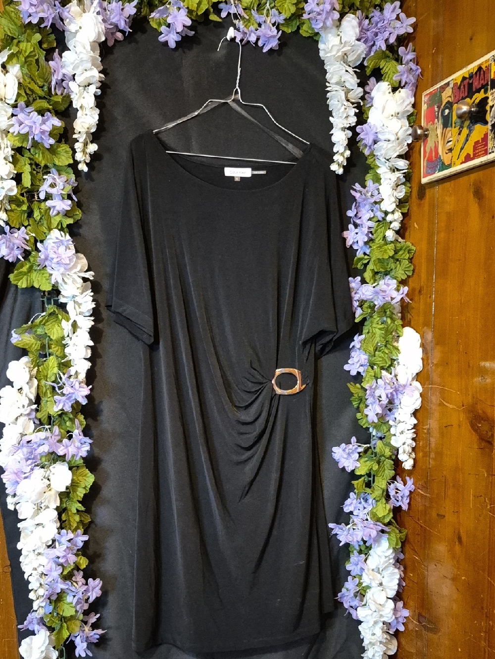 Calvin Klein Black Midi Dress with Side Buckle